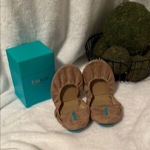 Tieks Brown Ballet Flats with Teal Accents
